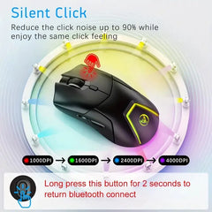 HXSJ 2.4G Wireless Mute Game Mouse – 4000DPI Adjustable, 6 Keys, USB Plug-and-Play (Black/White)