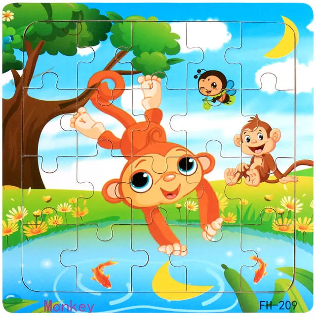 20-Piece Montessori 3D Cartoon Animal Car Puzzle