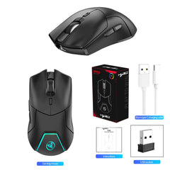 HXSJ 2.4G Wireless Mute Game Mouse – 4000DPI Adjustable, 6 Keys, USB Plug-and-Play (Black/White)