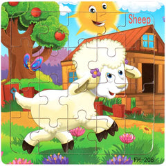 20-Piece Montessori 3D Cartoon Animal Car Puzzle