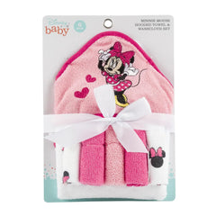 Disney Baby Minnie Mouse Hooded Towel with 5 Piece Washcloth Set