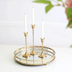 Elegant Vintage Gold Candle Holder – Antique Finish Centerpiece for Taper, Pillar & Votive Candles