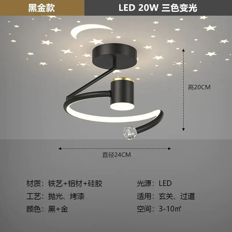Modern Nordic Starry Sky Corridor Ceiling Light β LED Hallway Lamp with Aluminum & Iron Design