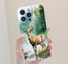 Sika Deer Creative Phone Case – Slim Protective Cover with Scale Texture (Panda/Zebra/Deer/Dog Designs)