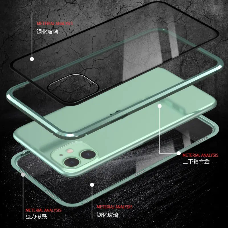 Double-Sided Glass Magnetic Phone Case for Apple