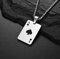 Stainless Steel Poker Card Necklace