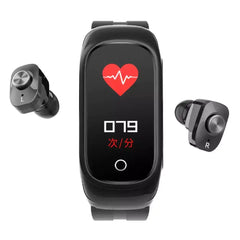 2-in-1 Smart Watch & True Wireless Earbuds Combo – Fitness Tracker with HR/BP/Sleep, BT 5.0/4.2 (Model N8)