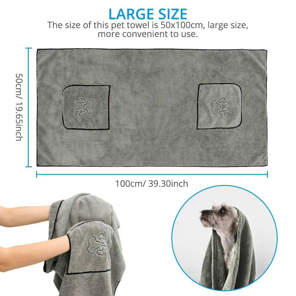 Super Absorbent Dog Bathrobe Towel – Ultra-Fine Microfiber, Fast-Drying Pet Drying Robe