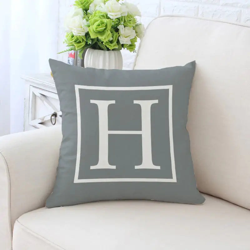 Single-Sided Printed Pillowcase with English Alphabet