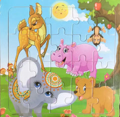 20-Piece Montessori 3D Cartoon Animal Car Puzzle