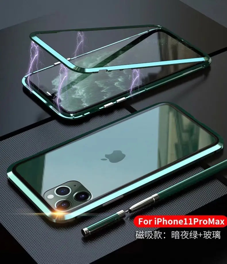 Double-Sided Glass Magnetic Phone Case for Apple