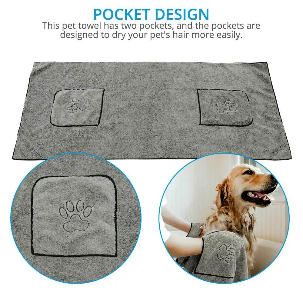 Super Absorbent Dog Bathrobe Towel – Ultra-Fine Microfiber, Fast-Drying Pet Drying Robe