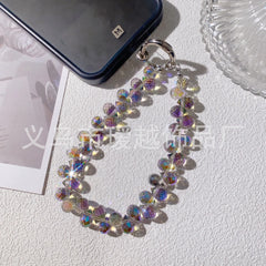 Creative Crystal Phone Chain – Elegant Beaded Strap/Keychain, Steel-Wire Reinforced (≈24–28 cm)