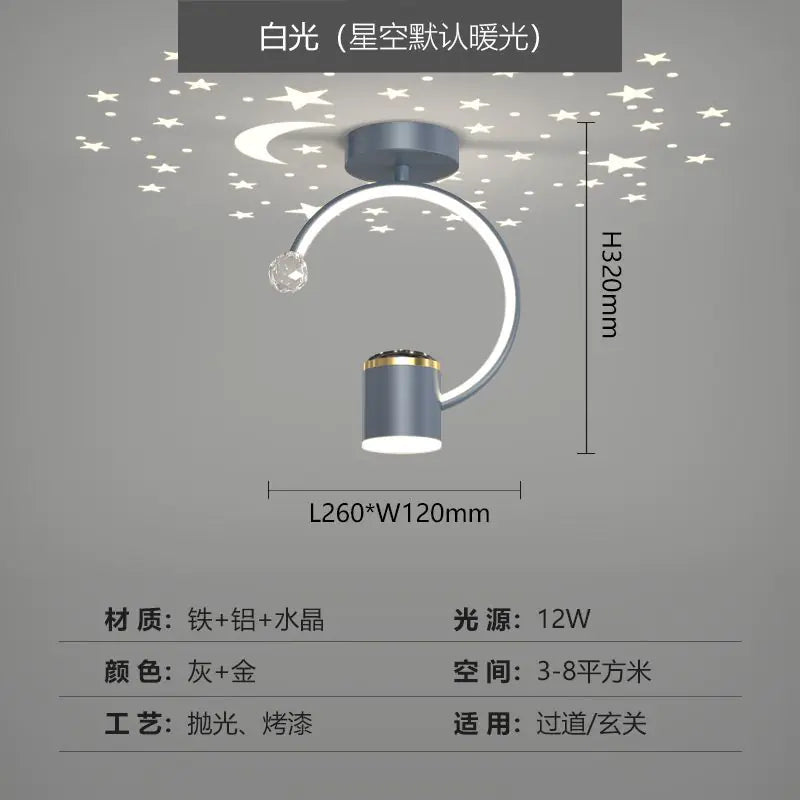 Modern Nordic Starry Sky Corridor Ceiling Light – LED Hallway Lamp with Aluminum & Iron Design