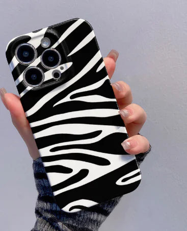 Personalized Striped Silicone Phone Case – TPU Back Cover for iPhone 11–15 (A201 Spot/A202 Zebra)