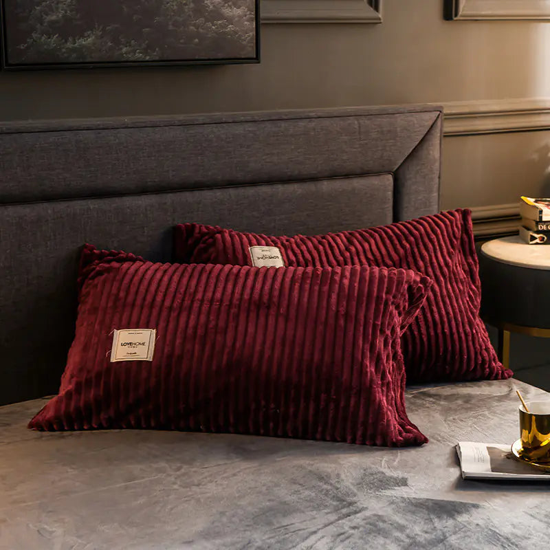 Warm Coral Flannel Pillowcase for Winter Comfort