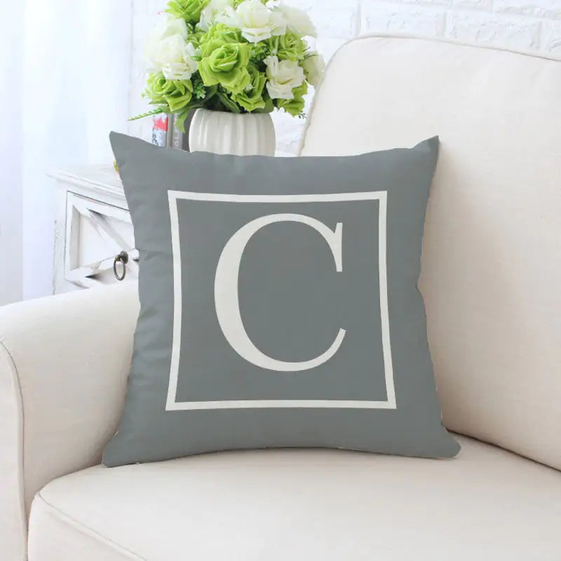 Single-Sided Printed Pillowcase with English Alphabet
