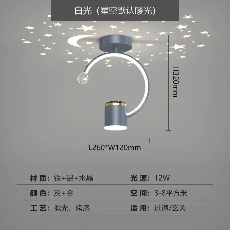 Modern Nordic Starry Sky Corridor Ceiling Light – LED Hallway Lamp with Aluminum & Iron Design