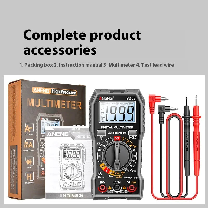 High-Precision Digital Multimeter – 600V AC/DC Voltage, Current & Resistance Tester with Clear Display