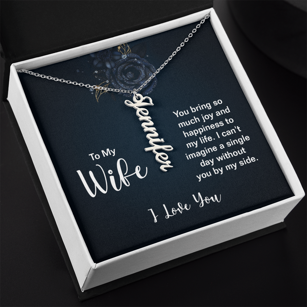 Vertical Name Necklace - For Wife