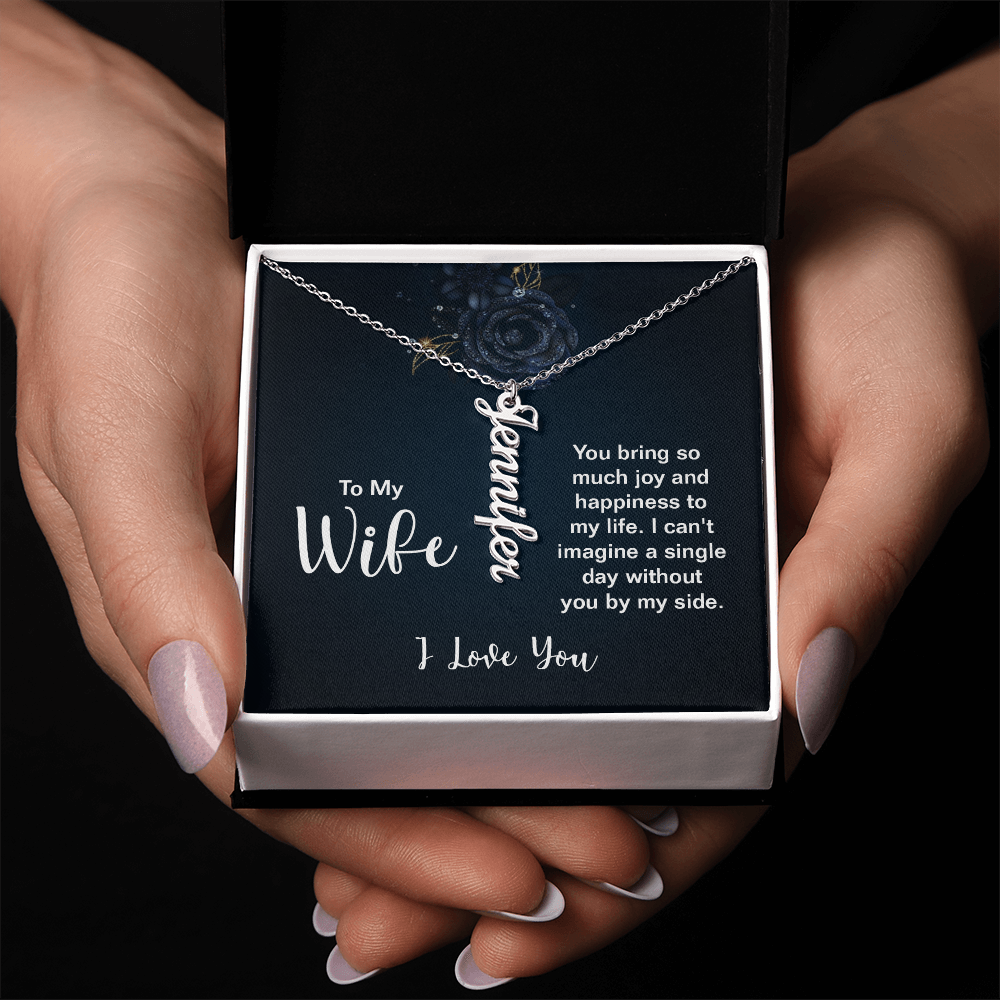 Vertical Name Necklace - For Wife
