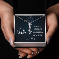 Vertical Name Necklace - For Wife