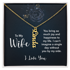 Vertical Name Necklace - For Wife