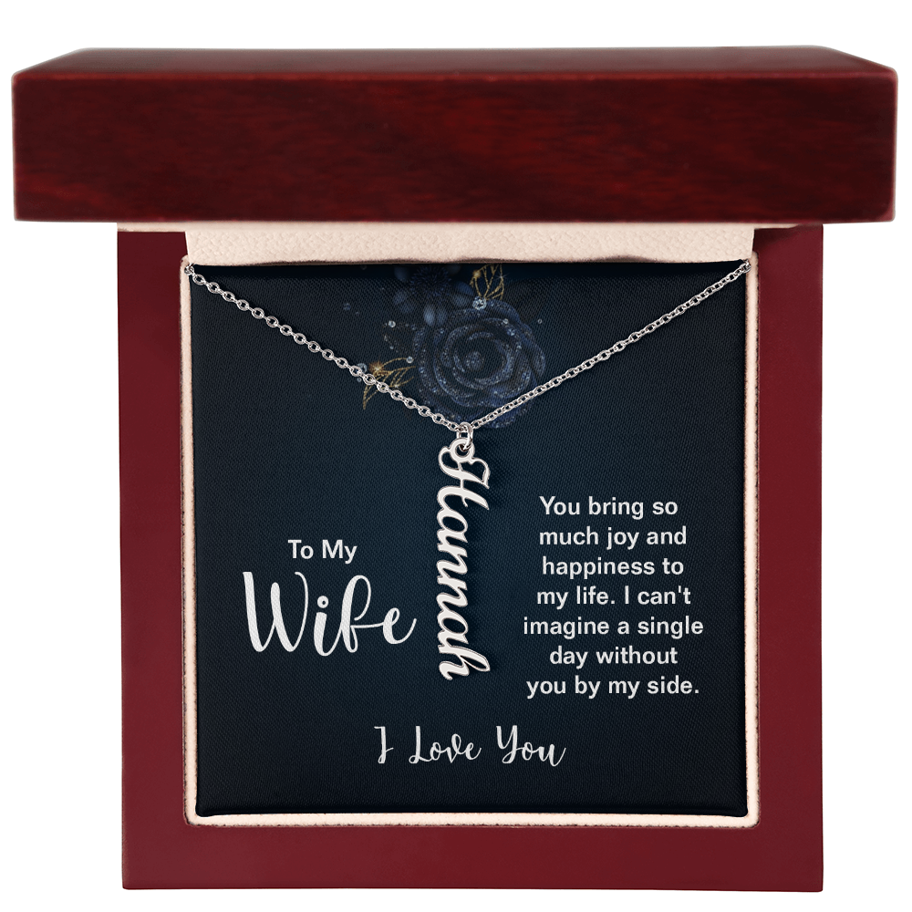 Vertical Name Necklace - For Wife
