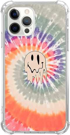 Artistic Hippy Rainbow Smiley Flower Case for iPhone 15 Pro Max