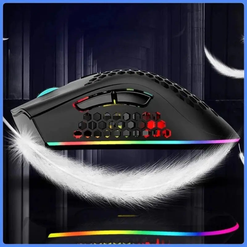 BM600 Rechargeable Wireless RGB Gaming Mouse – 2.4G/Wired Dual-Mode, Honeycomb Shell (Black/White/Pink/Blue)