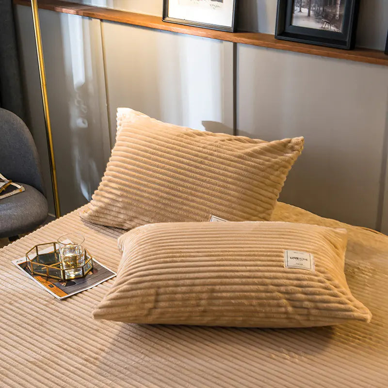 Warm Coral Flannel Pillowcase for Winter Comfort