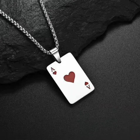 Stainless Steel Poker Card Necklace