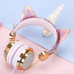 Wired Unicorn Kids Headphones – 3.5mm Plug, Mic, 1.5m Cable (6 Cute Styles) – Perfect Gift