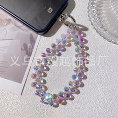 Creative Crystal Phone Chain – Elegant Beaded Strap/Keychain, Steel-Wire Reinforced (≈24–28 cm)