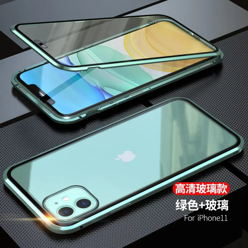 Double-Sided Glass Magnetic Phone Case for Apple