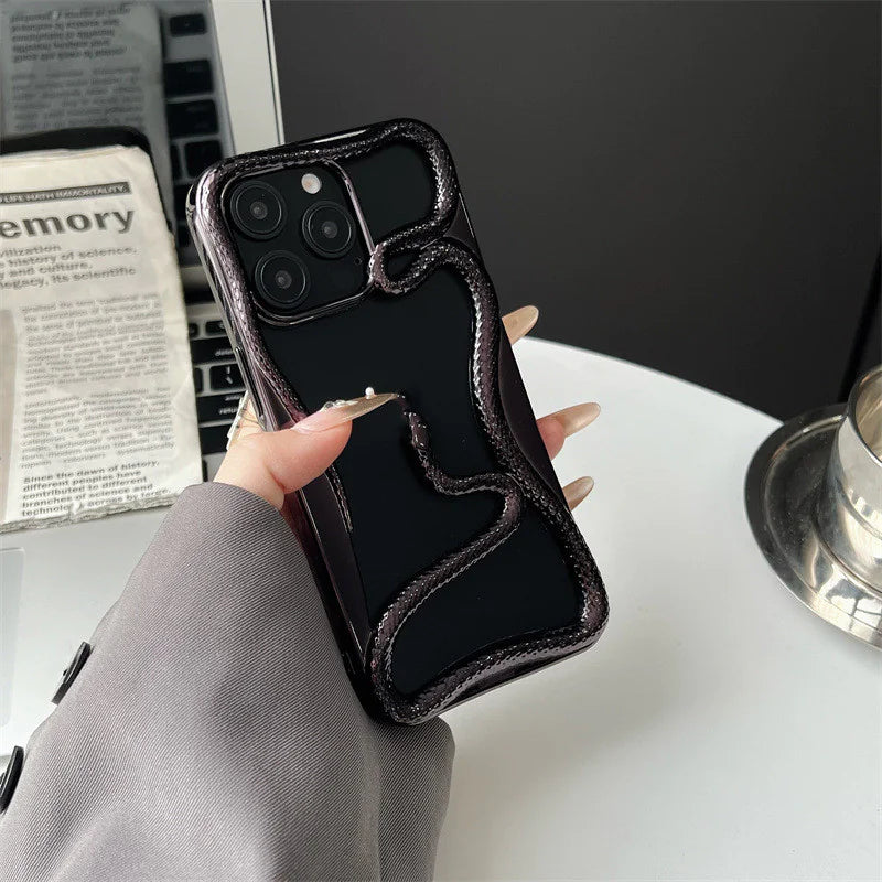 Glossy Snake Phone Case – Electroplated Hollow Design, Shockproof with Lens Protection (Multiple Models)