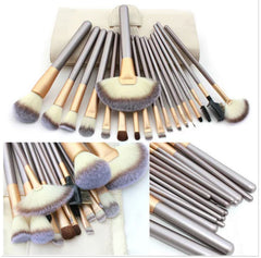 Persian Makeup Brush Set – 12/18/24 Pieces with Champagne Handles & Synthetic Fiber Bristles