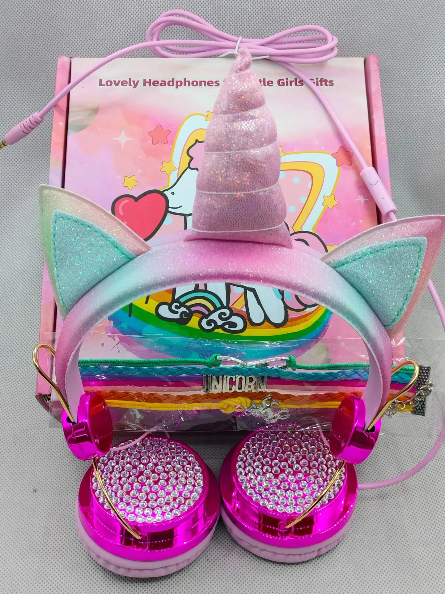 Wired Unicorn Kids Headphones – 3.5mm Plug, Mic, 1.5m Cable (6 Cute Styles) – Perfect Gift