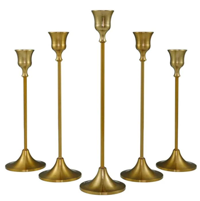 Elegant Vintage Gold Candle Holder – Antique Finish Centerpiece for Taper, Pillar & Votive Candles