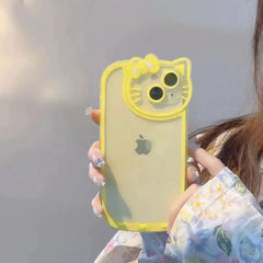 Hello Kitty iPhone Case – Clear Cartoon Silicone Cover for iPhone 11–15 (All-Inclusive, Multiple Colors)