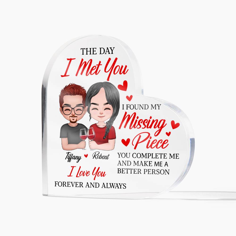 Personalized Heart Acrylic Valentine Plaque – Custom Couple Names Romantic Valentine Gift for Her or Him