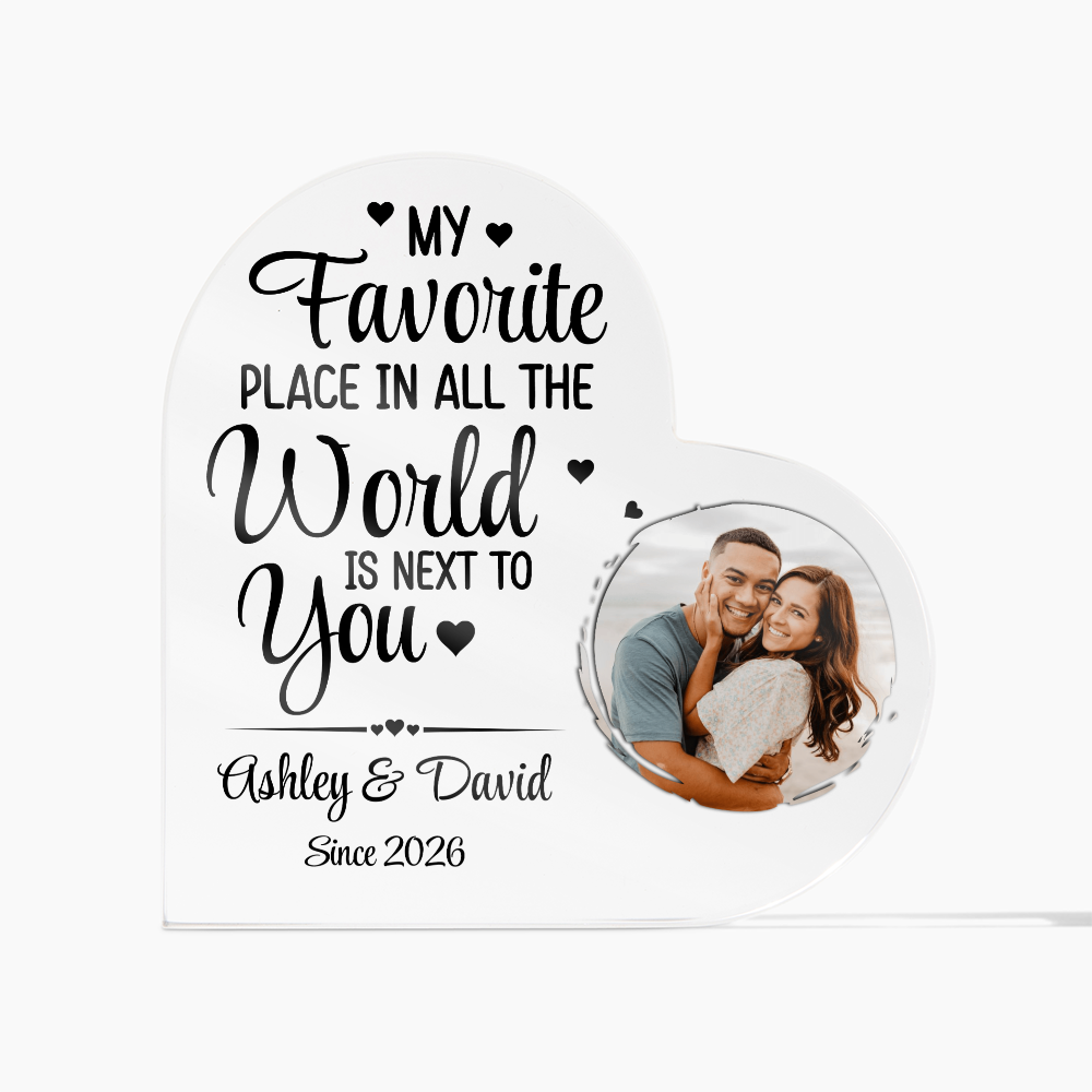 Personalized Heart Acrylic Plaque with Photo – Custom Couple Names Romantic Love Gift, Anniversary or Wedding Keepsake Decor