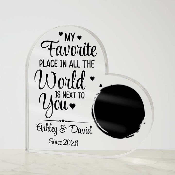Personalized Heart Acrylic Plaque with Photo – Custom Couple Names Romantic Love Gift, Anniversary or Wedding Keepsake Decor