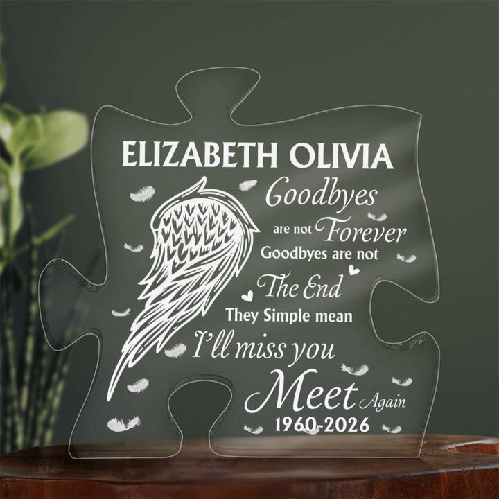 In loving memory acrylic puzzle plaque for loved one