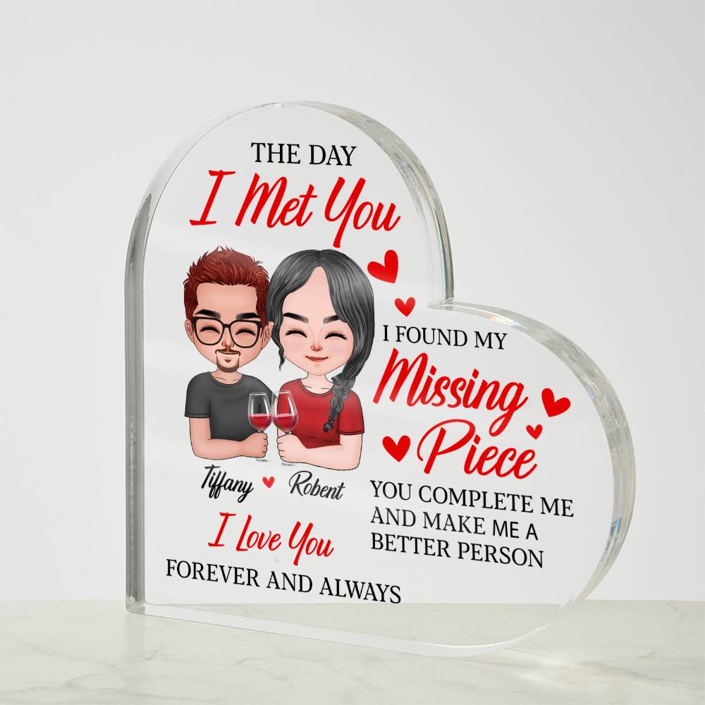 Personalized Heart Acrylic Valentine Plaque – Custom Couple Names Romantic Valentine Gift for Her or Him