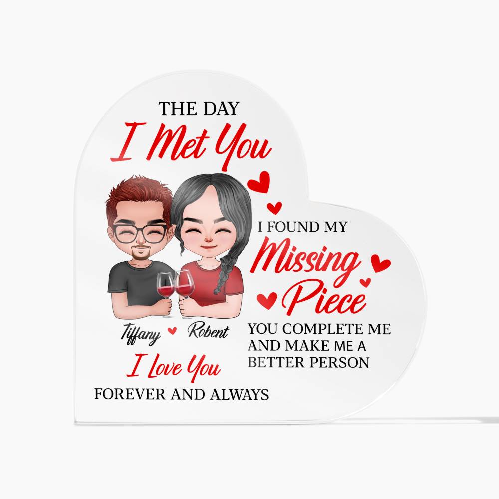 Personalized Heart Acrylic Valentine Plaque – Custom Couple Names Romantic Valentine Gift for Her or Him