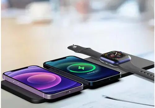 15W 3 - in - 1 Fast Wireless Charger for Apple – iPhone/AirPods/Apple Watch, 18W USB - C, Compact & Portable - Whimsical Shoppe