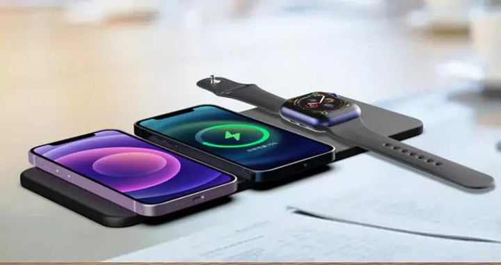 15W 3 - in - 1 Fast Wireless Charger for Apple – iPhone/AirPods/Apple Watch, 18W USB - C, Compact & Portable - Whimsical Shoppe