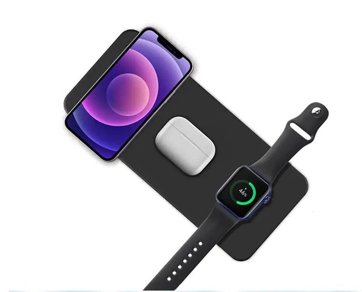15W 3 - in - 1 Fast Wireless Charger for Apple – iPhone/AirPods/Apple Watch, 18W USB - C, Compact & Portable - Whimsical Shoppe