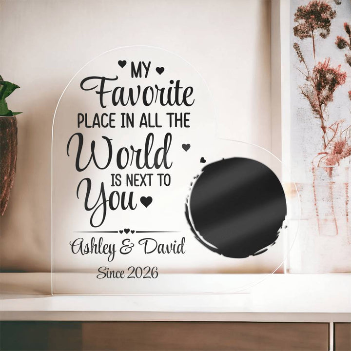 Personalized Heart Acrylic Plaque with Photo – Custom Couple Names Romantic Love Gift, Anniversary or Wedding Keepsake Decor